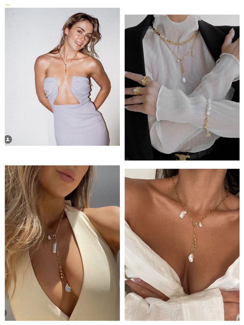 Baroque Pearls Gold Y Chain Necklace